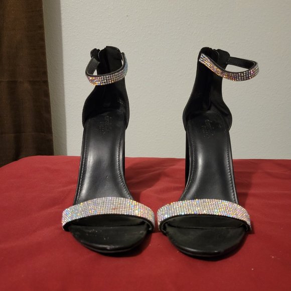 CHARLOTTE RUSSE Almie 02 Heels-BLACK WITH SEQUINED STRAP SIZE-8 - Picture 8 of 11